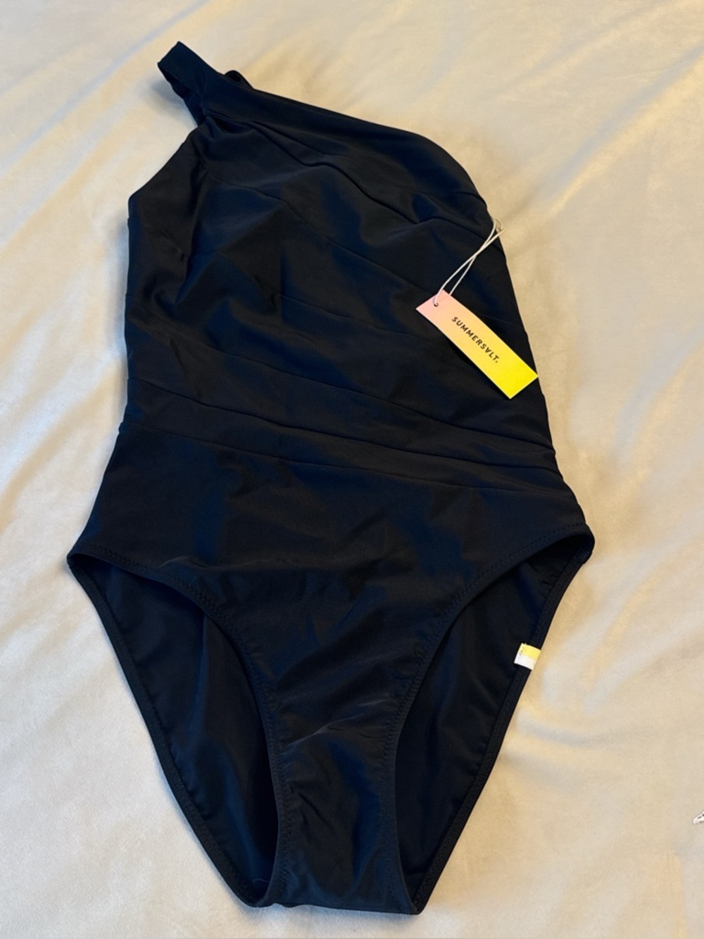 NWT! Summersalt Sidestroke One-Shoulder Black Swimsuit, sz 4 - Picture 3 of 7